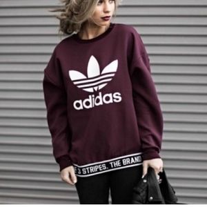 NWOT Adidas Small TRF Burgandy Pullover Logo
